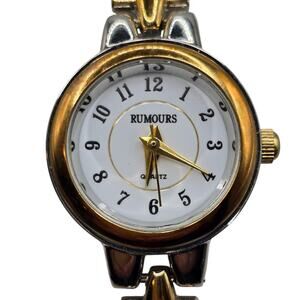 Rumours Women Watch Silver Gold Tone Band 7 1/4 inches Working Condition long